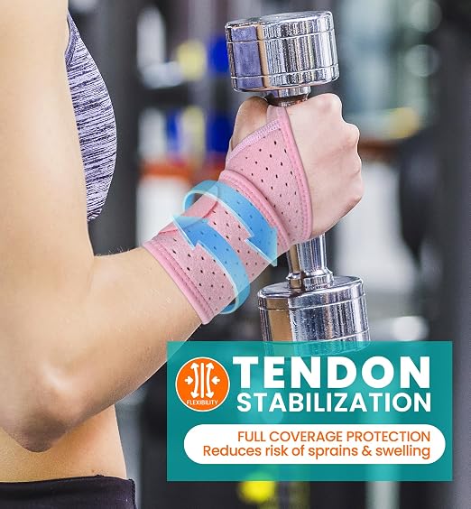 HiRui Wrist Wraps 2-Pack, Adjustable Breathable Wrist Support Brace for Men & Women – Pain Relief for Carpal Tunnel Syndrome, Tendonitis, Arthritis, Sports, Workouts – Fits Left & Right Hand (Pink)