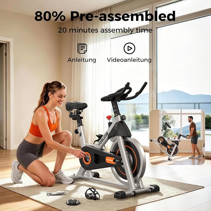 YOSUDA Exercise Bike, Brake Pad Stationary Bike for Home with Exclusive App, Magnetic Indoor Cycling Bike with 300 lb Weight Capacity, Low Noise, Tablet Holder and Fitness Courses for Weight Loss