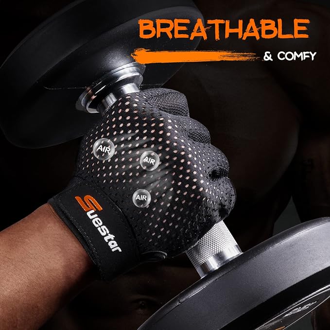 SueStar Workout Gloves - Men Women 2022, Weight Lifting Gym Gloves with Full Palm Protection, Excellent Grip, Ultra Breathable for Fitness, Training, Hanging