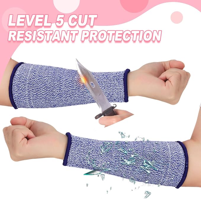 Sintege 3 Pairs Arm Protectors for Thin Skin and Bruising Cut Resistant Forearm Sleeve Level 5 Arm Burn Protection Sleeve (White, Purple, Pink,7.9 Inch)