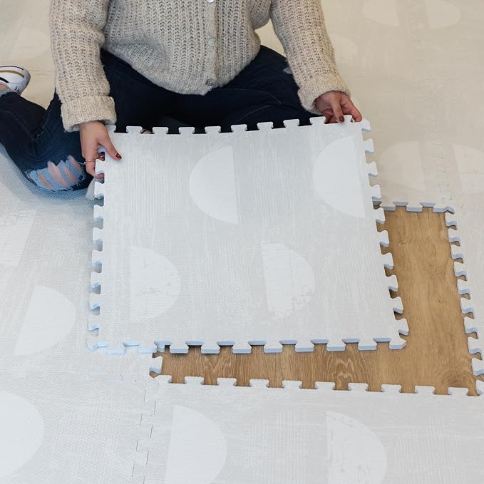 Little Landings Baby Play Mat for Floor - Aura Pearl (6x6ft) - Premium EVA Foam Play Mat for Babies & Toddlers (Ages 0-5+) Non-Toxic Playmat for Tummy Time, Crawling & Playroom - Stylish & Comfortable