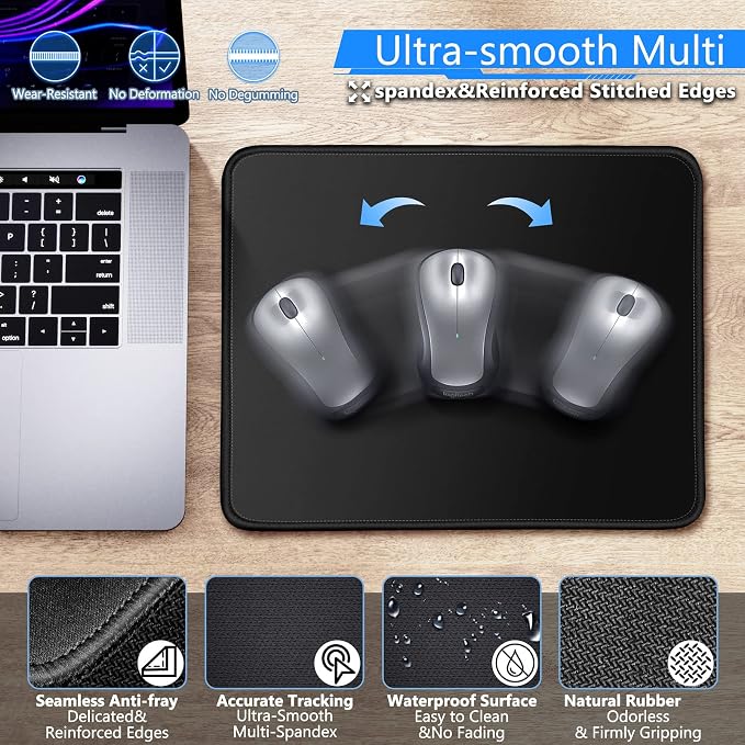 Gimars 3Pcs Memory Foam Keyboard Wrist Rest, Mouse Pad Wrist Support for Easy Typing Pain Relief, Ergonomic, Comfortable Keyboard Mouse Pad Set for Computer, Laptop, Home & Office