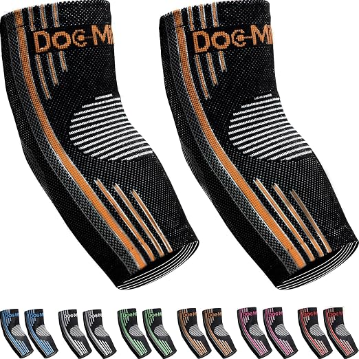 Doc Miller Elbow Compression Sleeves for Tendonitis, Women & Men, 1 Pair | Compression support, Arm Brace, Tennis Injuries, Bursitis Relief, Tendon Care, Active Use, Sports & Recovery