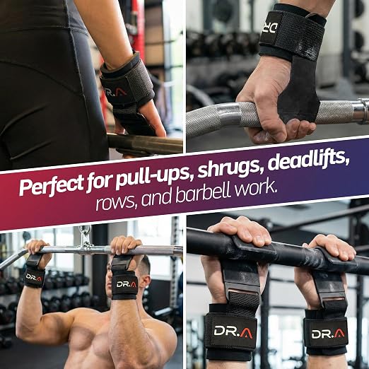 Dr. Arthritis Doctor Developed 3-in-1 Lifting Straps, Hooks & Wrist Wraps - Switch Between Modes in Seconds - Heavy Duty Grips for Bodybuilding, Powerlifting, Deadlifts, Pull-Ups & Rows (Pair, Black)