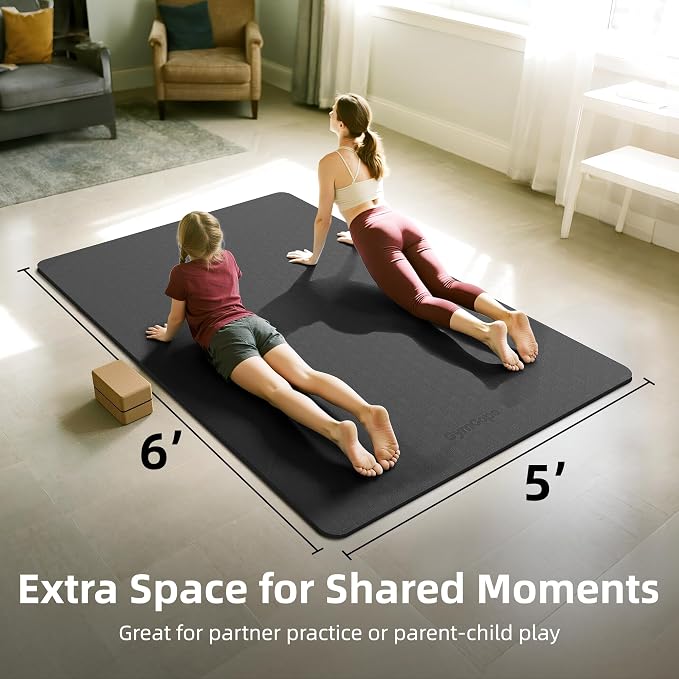 Extra Large Yoga Mat – 72"x48" or 78"x57", 1/4"–1/2" Thick Mat for Women & Men, TPE Non-Slip Pilates Mat for Home Gym, Yoga, Stretching, Meditation