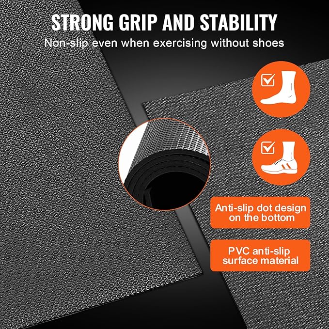 VEVOR Large Exercise Mat, 12'x6'/10'x6'/9'x6'/8'x6'/8'x5'/7'x5'/6'x4' (7mm) Extra Thick, Non Slip High Density Premium Workout Mat, Exercise Yoga Mat for Men & Women, Fitness & Exercise Mat with Bag & Carry Strap, for All Types of Home Yoga, Pilate & F...