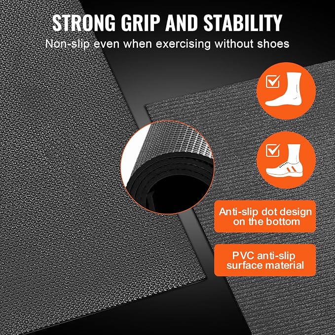 VEVOR Large Exercise Mat, 12'x6'/10'x6'/9'x6'/8'x6'/8'x5'/7'x5'/6'x4' (7mm) Extra Thick, Non Slip High Density Premium Workout Mat, Exercise Yoga Mat for Men & Women, Fitness & Exercise Mat with Bag & Carry Strap, for All Types of Home Yoga, Pilate & F...