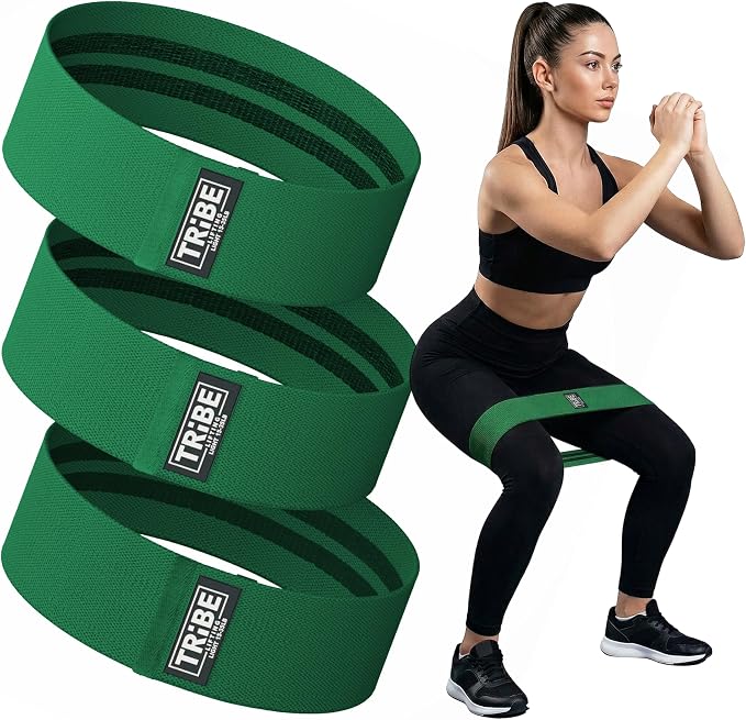 Fabric Resistance Bands for Working Out, 3-Pack for Legs and Glutes | Booty bands for women and men, non-slip grip, 3 resistance levels, for squats, lunges, hip thigh training, glute activation