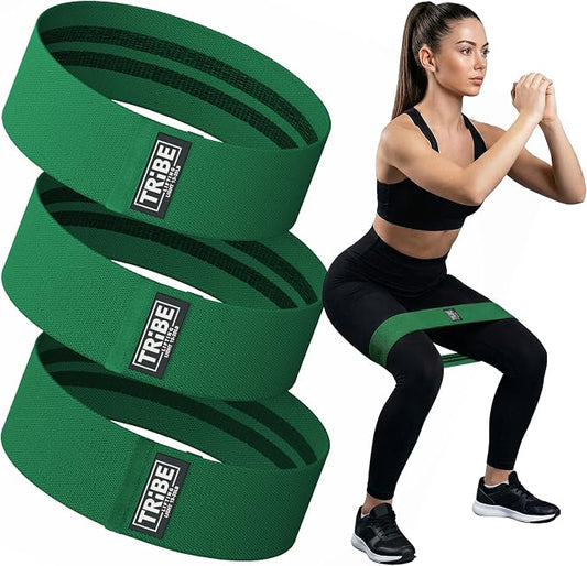 Fabric Resistance Bands for Working Out, 3-Pack for Legs and Glutes | Booty bands for women and men, non-slip grip, 3 resistance levels, for squats, lunges, hip thigh training, glute activation