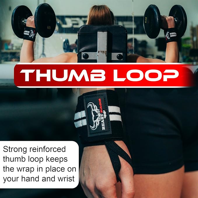 Wrist Wraps for Weightlifting - Adjustable Lifting Straps With Thumb Loop for Enhanced Gym Support, Powerlifting, Bodybuilding and Workout