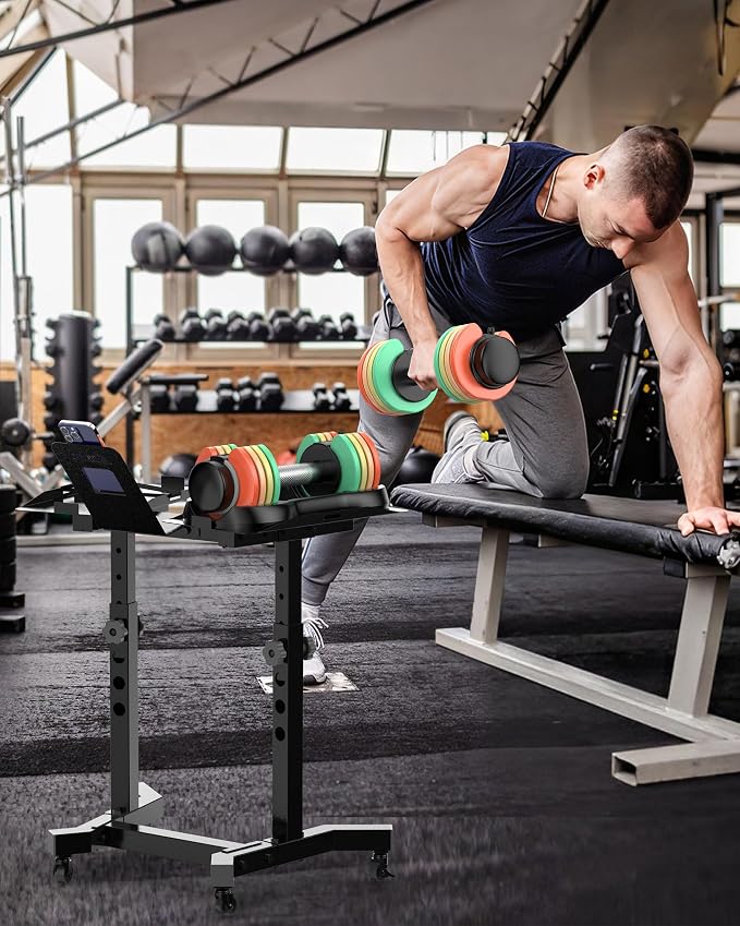 5-IN-1 Adjustable Dumbbell Set, Pair 12.5LB/22.5LB Weight Set for Home Gym | rainbow-colored weight plates, anti-slip handle, suit both men and women, full body home workout