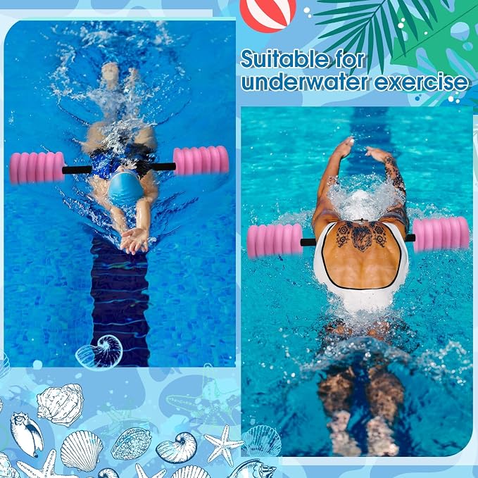 Soulchen Long Aquatic Exercise Dumbbells Pool Exercise Foam Water Weights Dumbbell Aquatic Pool Barbells with High Density EVA Foam for Swim Water Aerobics Workouts Loss