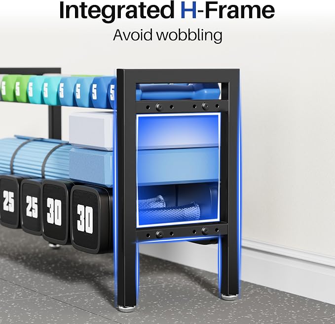 Dumbbell Rack 2-Tier Adjustable Weight Rack For Home Gym Dumbbells Kettlebell (Rack Only)