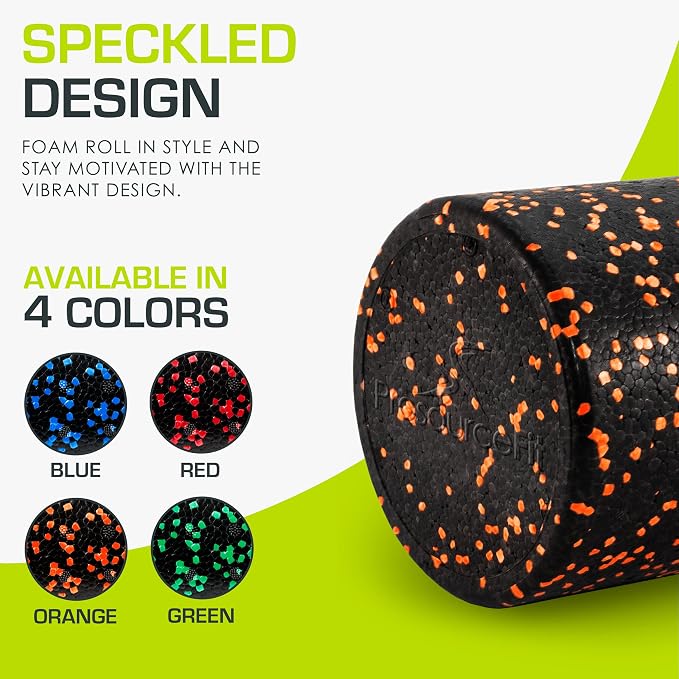ProsourceFit High Density Foam Rollers 12 - inches long,Firm Full Body Athletic Massage Tool for Back Stretching, Yoga, Pilates, Post Workout Muscle Recuperation, Black/Orange