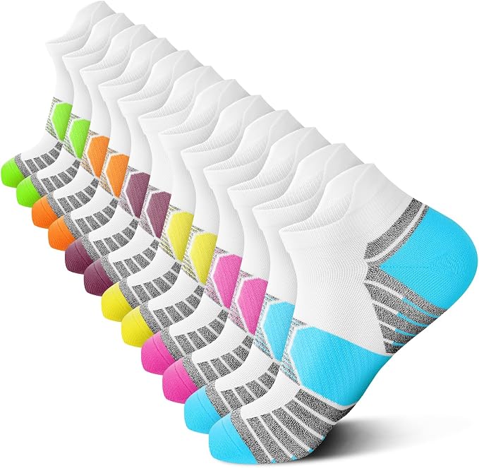 Ankle Compression Socks for Women 6 Pairs Running Socks with Arch Support | Athletic Womens Ankle Socks for Running, Gym, Workouts, Long-Distance Walking, Travel, Daily Use, Relieve Plantar Fasciitis