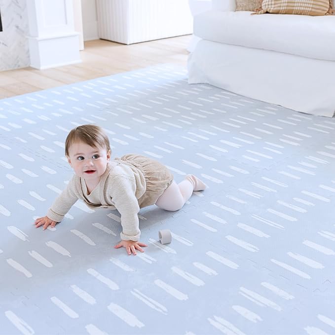 Little Landings Baby Play Mat for Floor - Shoreline (6x6ft) - Premium EVA Foam Play Mat for Babies & Toddlers (Ages 0-5+) Non-Toxic Playmat for Tummy Time, Crawling & Playroom - Stylish & Comfortable