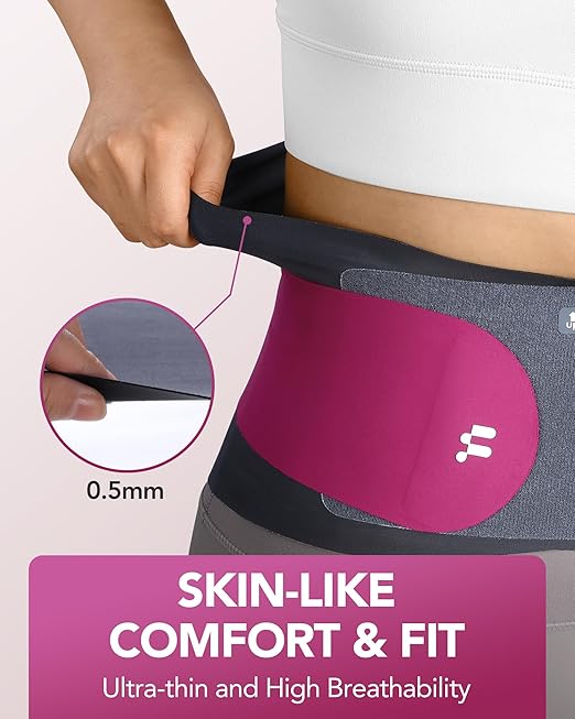 0.5mm Ultra Thin Back Brace for All Day Comfort, Wear under Clothes | Slim Fit, Invisible Back Support, Seamless Design, Removable Lumbar Pad, Adjustable Compression, Lower Back Pain Relief