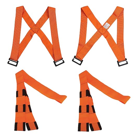 Forearm Forklift Shoulder Harness – Standard - Lift and Move Furniture, appliances, Supports up to 800 lb. Moving Harness Set, 2 Harnesses and 2 Center Straps that are ea 9’4” Long, 1 Pack, Orange