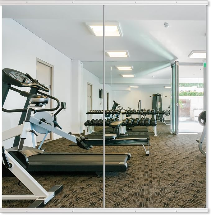 Delma Home Gym Mirror, 50''x25''x2PCS White Wall Mounted Large Frameless Tempered Glass Wall Mirror for Home Gym, Garage, Bedroom, Bathroom