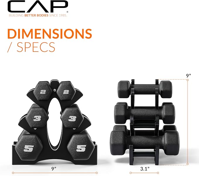 CAP Barbell Neoprene Dumbbell Weights Pairs & Sets | Black