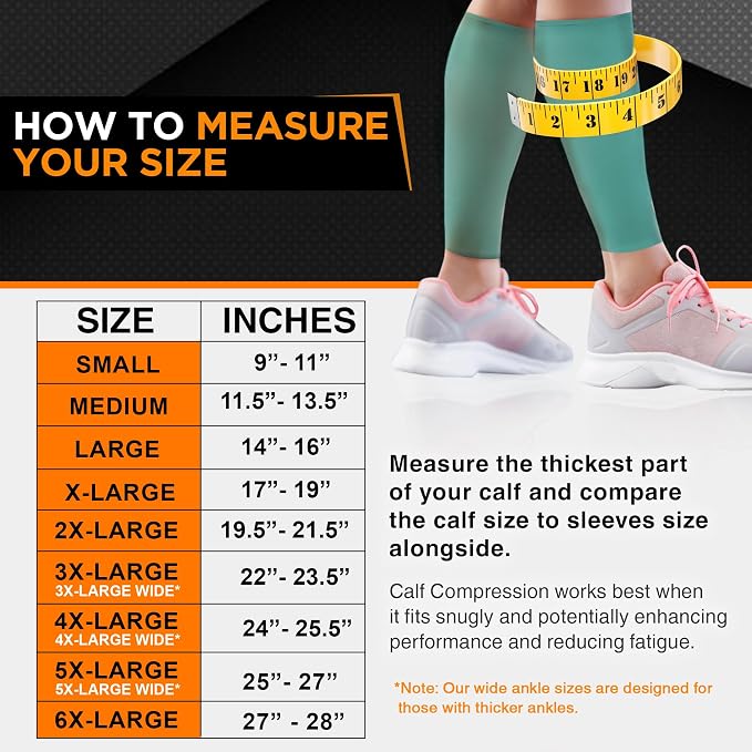 Doc Miller Compression Calf Sleeve for Men & Women, 20-30mmHg | Graduated Support for Running, Shin Splints, Calf Strain, Knee High, Small to 6XL Plus Size