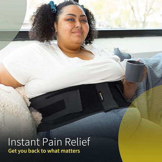 BraceUP Plus Size Back Brace for Woman and Man - Extra Large Lower Back Support with Straps and Compressions, Back Pain Relief, Abdominal Plus Size Binder (5XL 74-86 In)