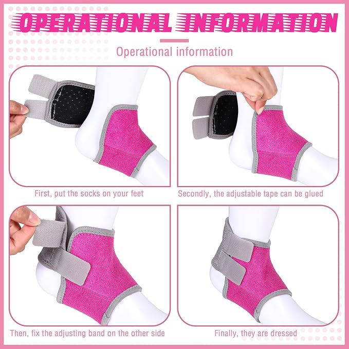 Tarpop 4 Pairs Kids Ankle Brace Set Foot Support Stabilizer Wraps Protector Guard Knitted Ankle Sleeve Sock Support Compression Socks for Injury Prevention (Medium,Pink)