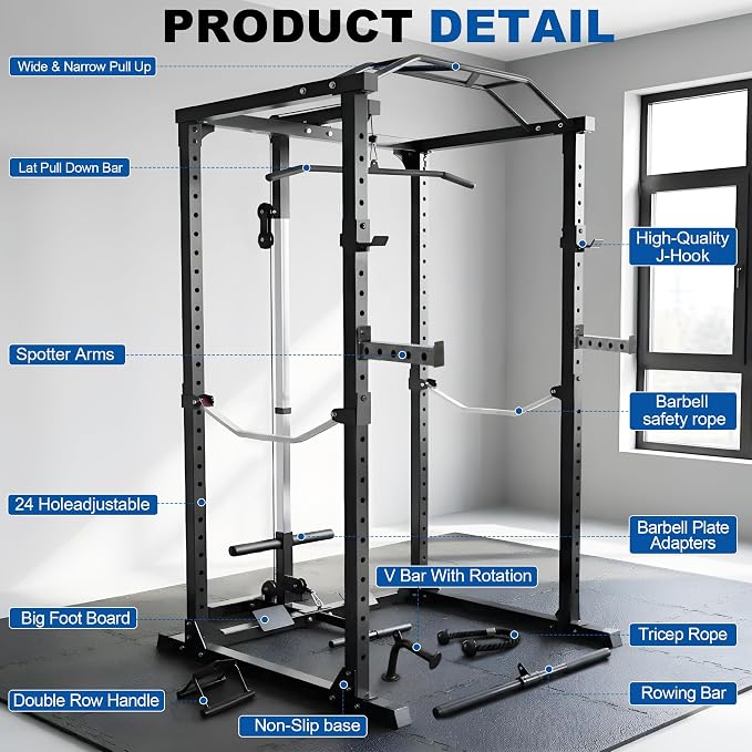 HulkFit Multifunction Heavy-Duty Power Cage Squat Rack, Home Gym,Multiple Sizes and Colors Available