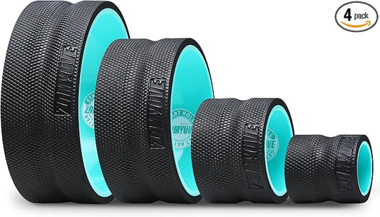 4 Pack Back Roller- Yoga Wheel for Back Pain Reliefn & Stretching, Back Wheel for Deep Tissue Massage, Back Stretcher for Physical Therapy & Exercise