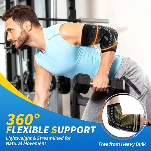 CAMBIVO 2 Pack Elbow Brace Compression Sleeve for Tendonitis & Tennis Elbow | Golfers Elbow and Arthritis Relief, Breathable 3D Knit Fabric, 4-Way Stretch Support, Weightlifting, Pickleball, Men & Women