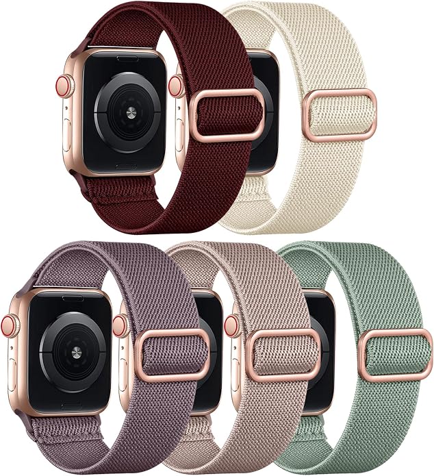 Adorve Stretchy Band Compatible with Apple Watch Bands Ultra 3/2/1 49mm 46mm 45mm 44mm 42mm 41mm 40mm 38mm Men Women, Soft Nylon Elastic Braided Strap Fits for iWatch Series 11/10/9/8/7/6/5/4/3/SE3-1