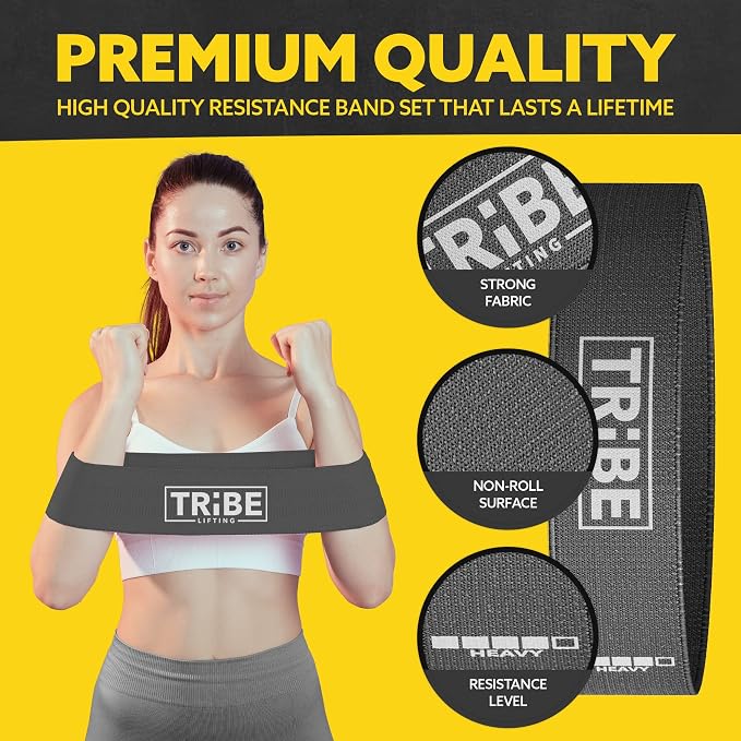 Fabric Resistance Bands for Working Out, 5-Band Set for Legs and Glutes | Booty bands for women and men, 5 resistance levels, for glute activation, hip training, squats, lunges and physical therapy