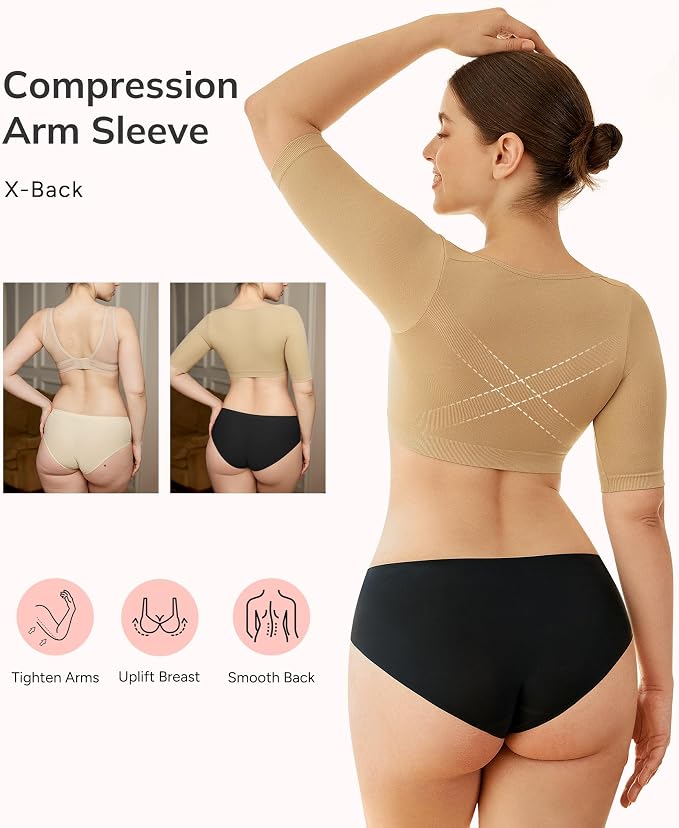 LODAY Arm Compression Sleeves for Women Lipo Upper Arm Shaper Post Surgery Slimming Arm Sleeve