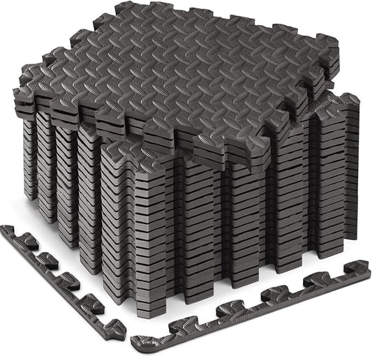 18pcs Puzzle Exercise Mat, 12.6"x12.6"x0.4", 18sqft EVA Interlocking Foam Floor Tiles, Protective, Water-Resistant Flooring for Home Gym & Workout Equipment