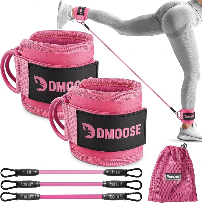 DMoose Ankle Strap for Cable Machine - One Size Fit with Premium Padding, Workout Kickback Ankle Cuffs, Ankle Bands for Working Out, Booty Workouts, Leg Extension, Hip Abductors & Lower Body Exercises