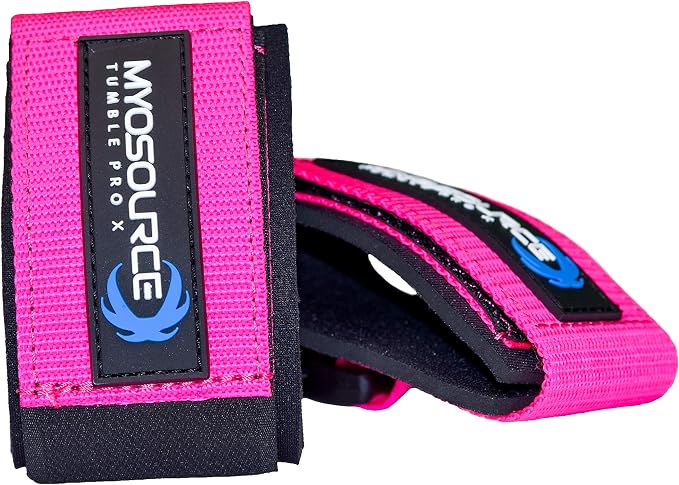 Tumble Pro X Ankle Straps Kit – Cheerleading Standing Tumbling Equipment, Gymnastics Backhandspring Trainer – Includes Flexibility Stunt Stretch Strap – Blue, Pink, Purple