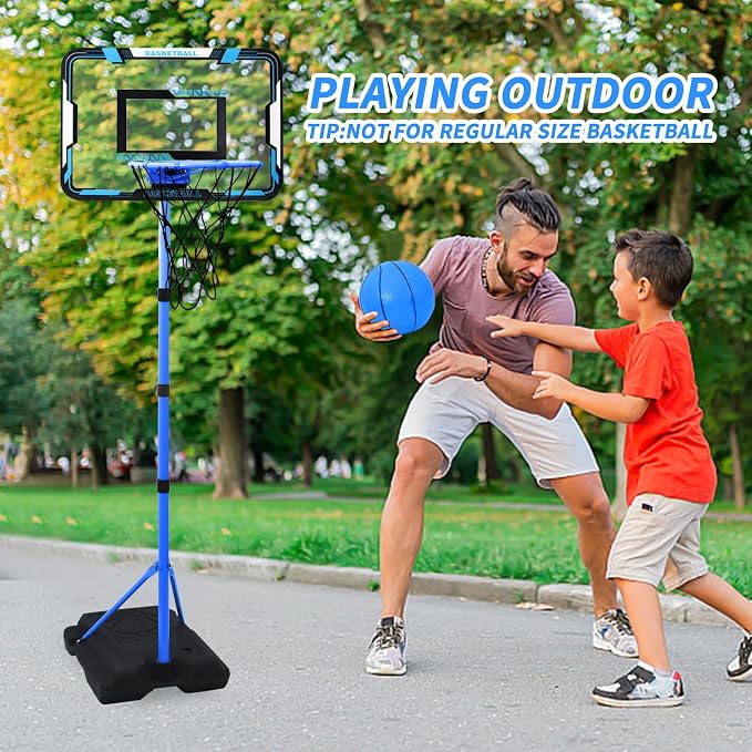 Kids Basketball Hoop, Adjustable Height Toddler Basketball Hoop Stand, Indoor Outdoor Basketball Goal Toy for Boys Girls Ages 3~8 Years Old, Includes 3 Balls, Ideal for Birthday Gift