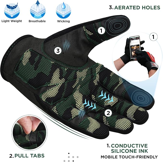 RDX Weight Lifting Gloves with Wrist Support -Touch Screen Full Finger Gym Workout, Breathable Anti Slip Padded Grip, Men Women Fitness Training, Powerlifting Bodybuilding HIIT Exercise Weightlifting
