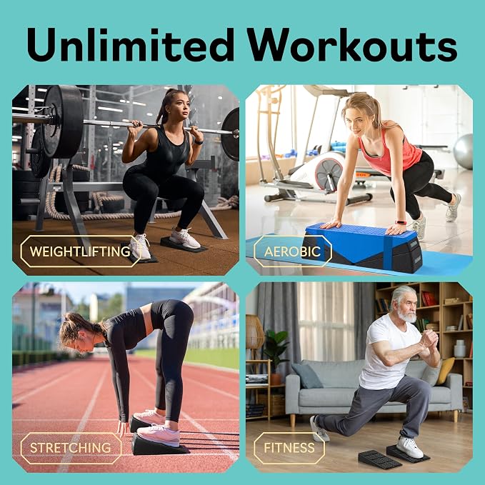 Squat Wedge Block Set of 3/5 - 960 LBS Capacity - Slant Board for Calf Stretching with 5 Stackable Angles - Calf Stretcher Slant Board - Workout Equipment - EPP Material for Exercise Equipment & Physical Therapy