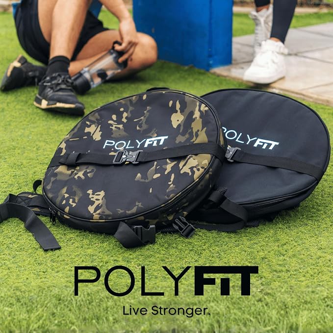 Polyfit PL8 Backpack for Olympic Weight Plates - Weighted Backpack | For rucking and strength training, fits Olympic plates up to 17.5 in, 45 lb max load, dual-lock system, plates not included