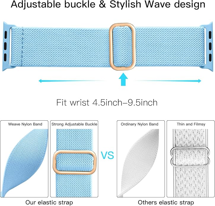 Lerobo Braided Band Compatible with Apple Watch Series 11 10 9 8 7 46mm 45mm 41mm Ultra SE 3 2 1 49mm Series 6 5 4 3 44mm 40mm 38mm 42mm Men iWatch Bands Women Stretchy Nylon Solo Loop Sport Strap