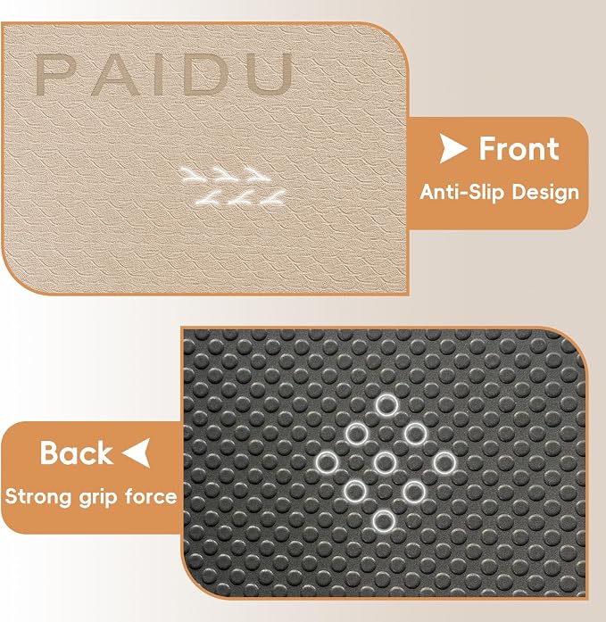 PAIDU Foldable Yoga Mat, 70"x24"x0.31" TPE Non-Slip Mat with Bag | Double‑sided non‑slip, 8mm thick TPE, foldable for travel, ideal for yoga/pilates/fitness/home/outdoor workouts
