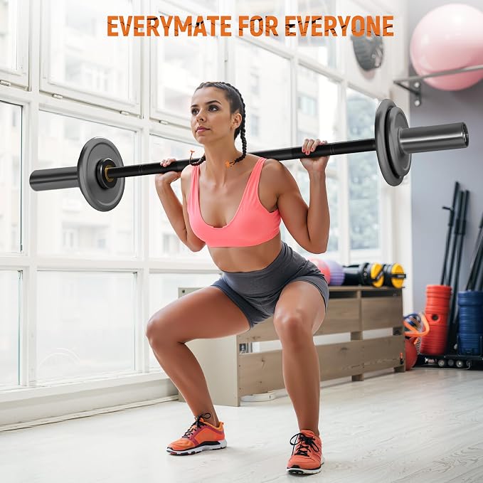 EVERYMATE 5LB Mini Barbell Bar Beginner Women Kid Barbell Total Body Workout Weighted Bar,for Strength Training, for Youth Children New Weightlifting