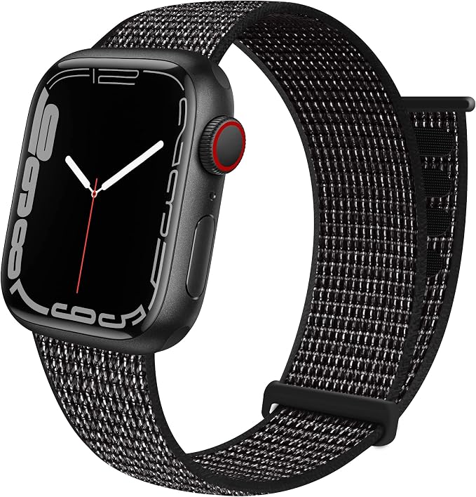 Sport Loop Band Compatible with Apple Watch Band 38mm 40mm 42mm 44mm iWatch Series 6 5 SE 4 3 2 1 Strap, Nylon Velcro Women Men Stretchy Elastic Braided Adjustable Wristband, 42mm 44mm Laser Black | Braided Nylon Band for Apple Watch 42mm 44mm, Adjusta...