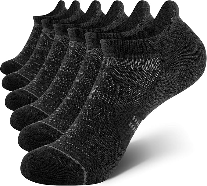 CS CELERSPORT 6 Pack Women's Ankle Running Socks Cushioned Low Cut Tab Athletic Socks