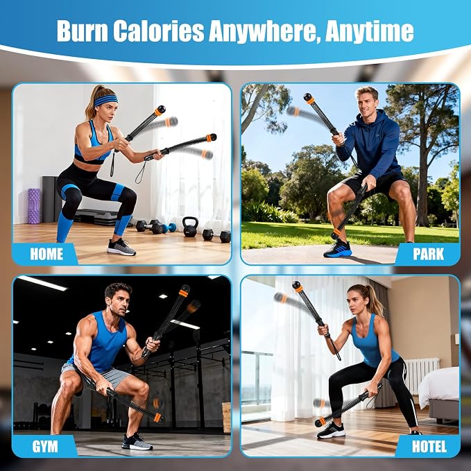 Weighted Ropeless Battle Ropes Adjustable Weight - Portable Cordless Battle Ropes for Home Gym with Poster - Strength Building, HIIT and Low-Impact Aerobic Training for Men & Women (Black)