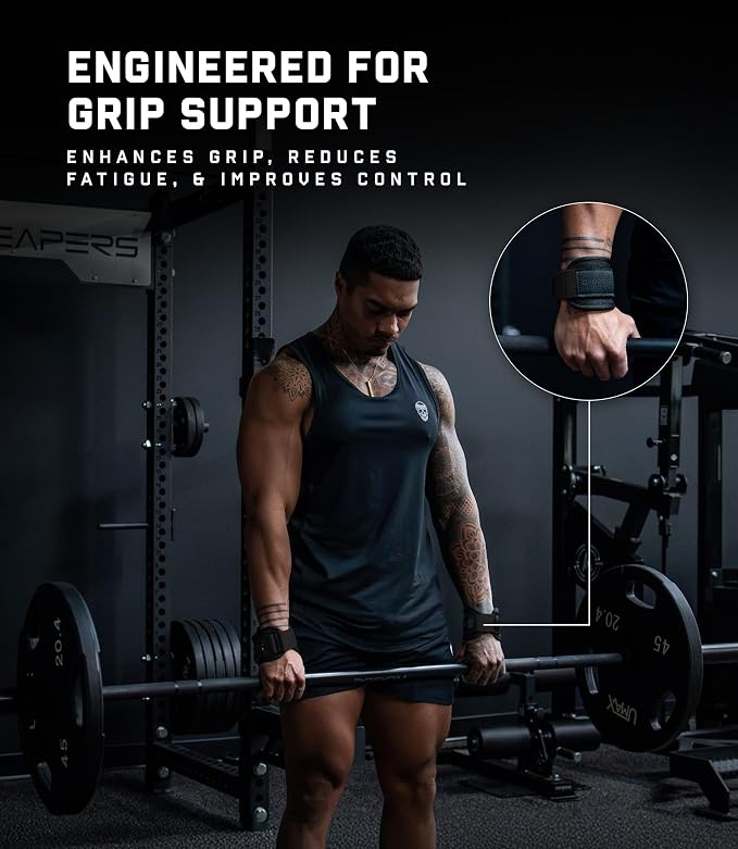 Gymreapers GripLink Lifting Straps – Heavy Duty D-Ring Weight Lifting Wrist Straps with Anti-Slip Silicone Grip Beads, Adjustable Support for Deadlifts, Powerlifting, Cable Machines & Gym Training