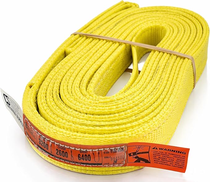 DD Sling 1 Inch x 3 Foot Nylon Lifting Sling – USA Made, 3,200 lb Vertical, 2,600 lb Choker, 6,400 lb Basket – 2-Ply Heavy Duty 900 Webbing, Type 3 Flat Eye & Eye Rigging Sling