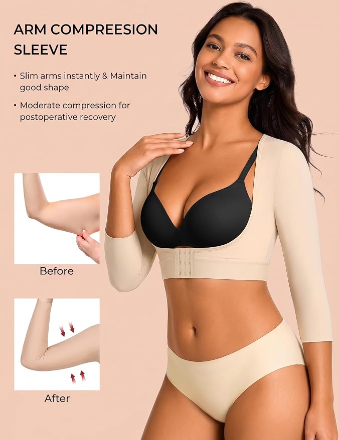 Arm Compression Sleeves for Women Post Surgery Front Closure Bra Slimming Arm Lipo Shapewear Top