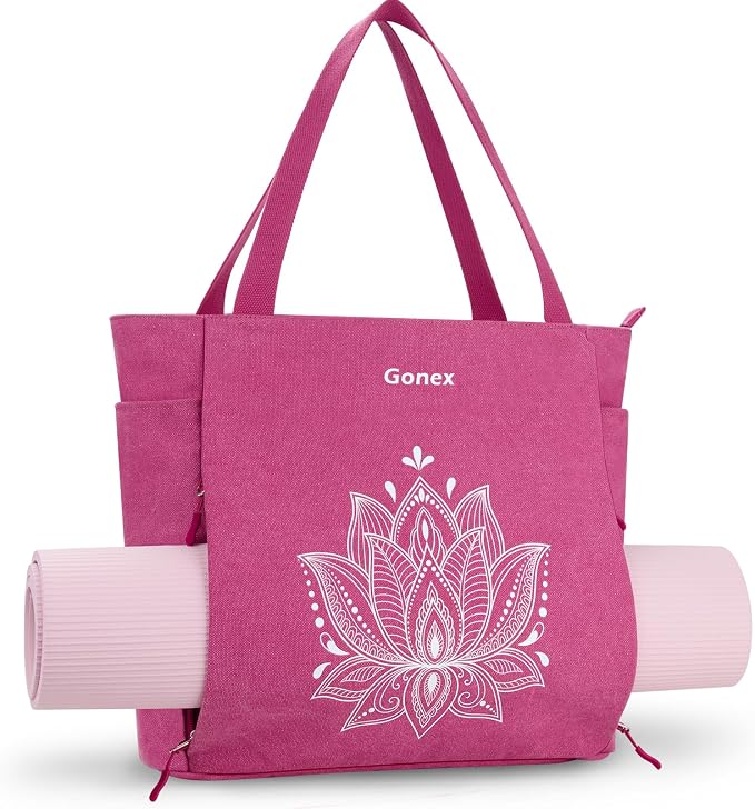 Gonex Yoga Mat Bag with Zipper Mat Carrier Canvas Gym Tote | Durable Canvas, Zipper Closures Prevent Slipping, Quick Access, Bottle Holder, Fits Yoga Blocks, Gym & Travel Use